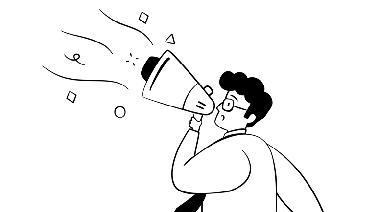 Illustration: Mann mit Megafon